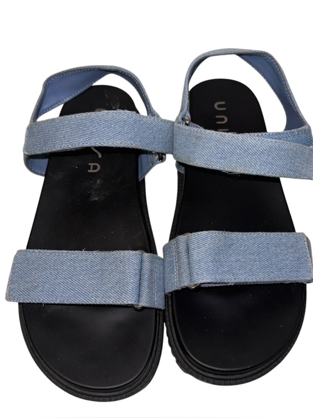 Unisa Light Blue Denim Double-Strap Women's Sandals Size 8